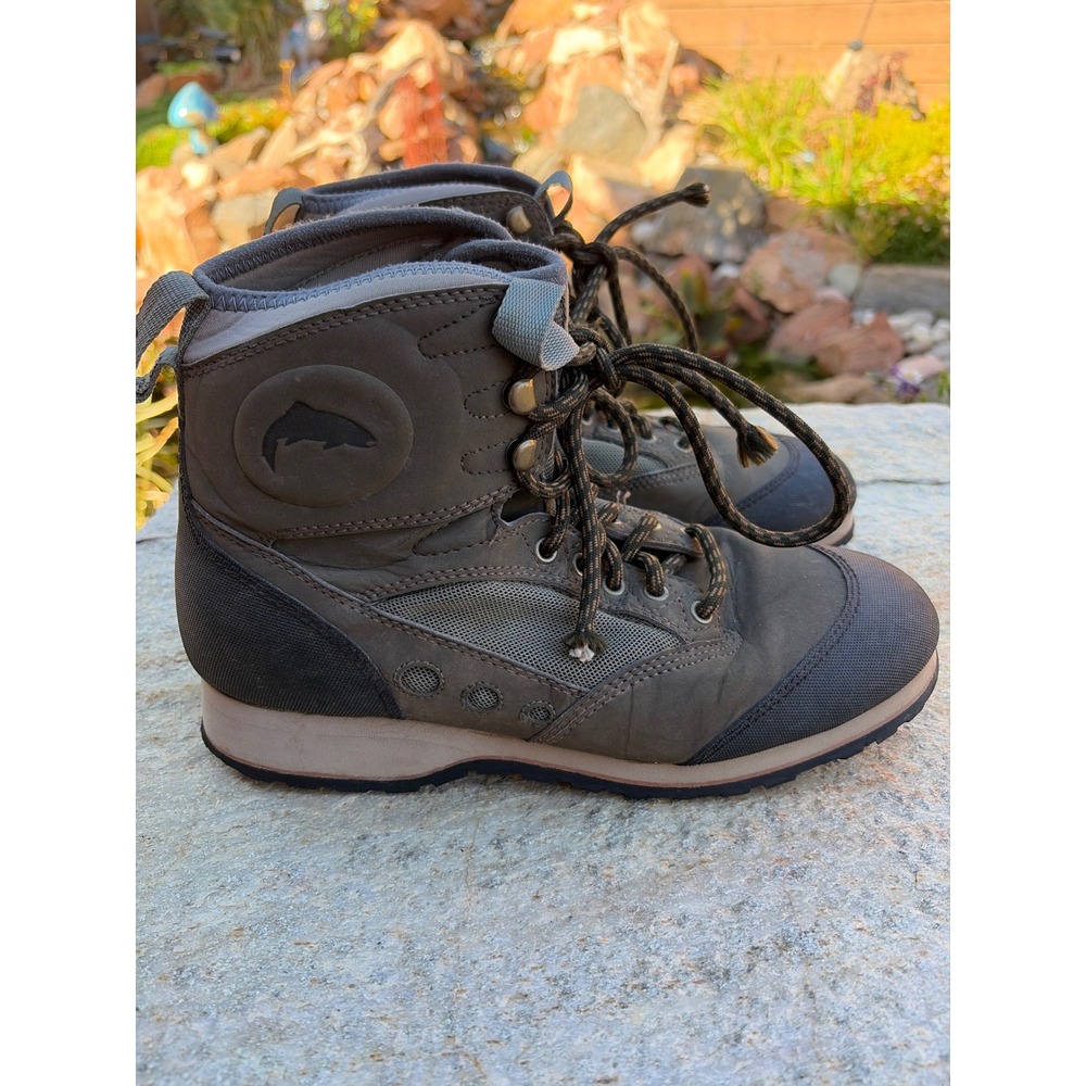 Simms Mens Gray Wading Boots Fly Fishing Rubber Sole Hiking Shoes Size 7